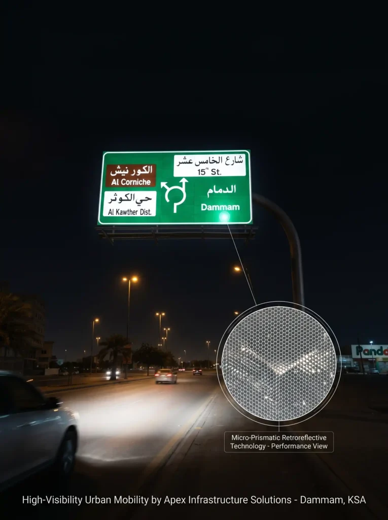 وضوح اللوحات المرورية ليلاً