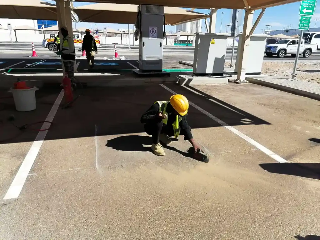 تجهيز سطح الطريق لوضع علامة Premark