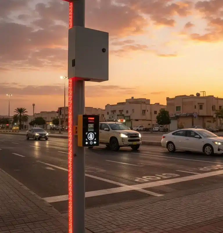 أعمدة إشارات المرور المضيئة LED للطرق والتقاطعات في السعودية